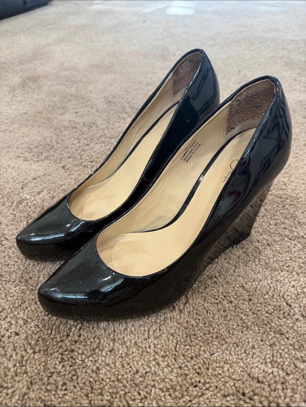 Halogen Black Patent Wedge Pumps